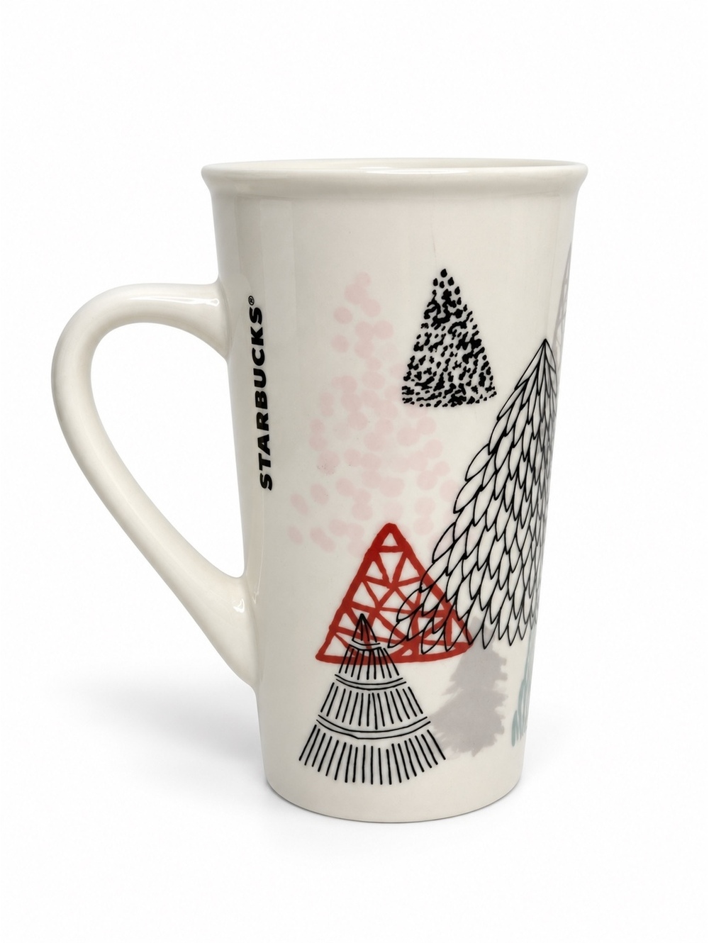 Starbucks 18oz 532ml Holiday Christmas Tree Tall Ceramic Mug Geometric